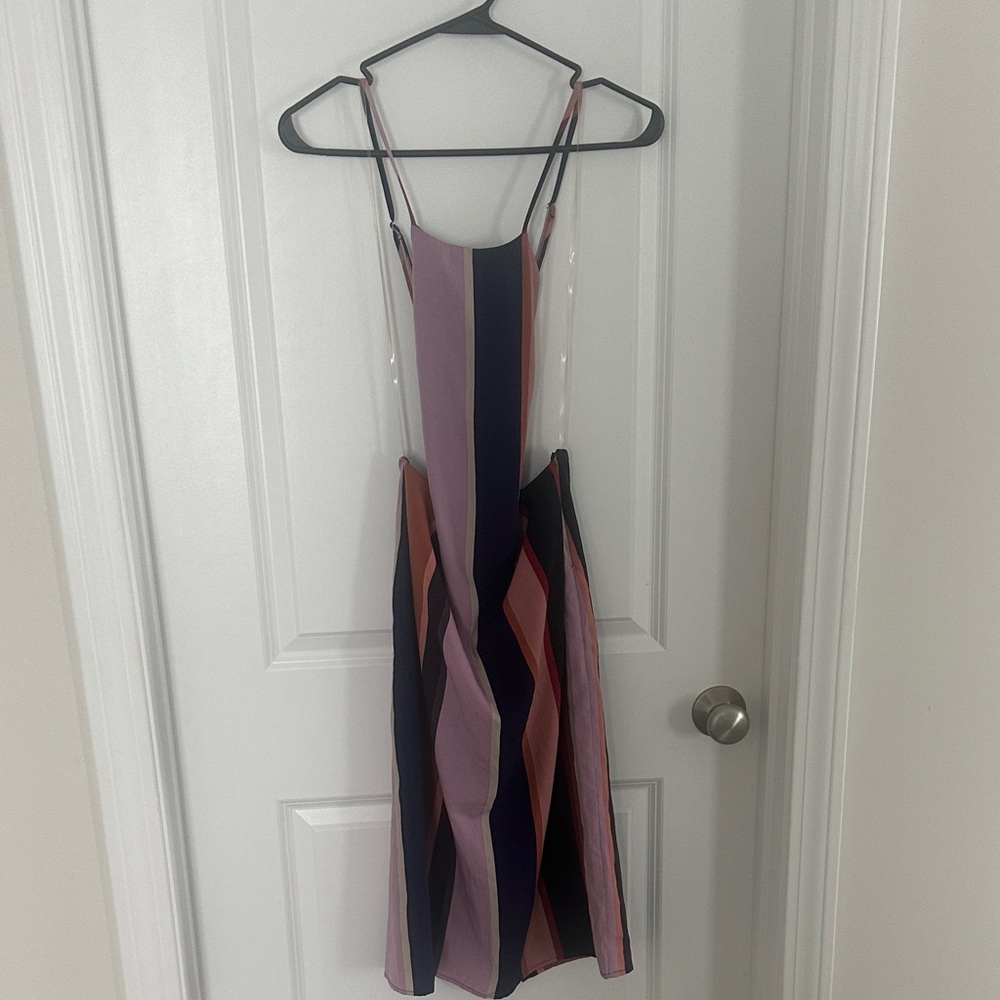 4SI3NNA Asymmetrical Dress in Purple and Pink Stripes